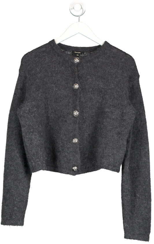 Massimo Dutti Grey Alpaca Wool Blend Button Detail Cardigan UK M