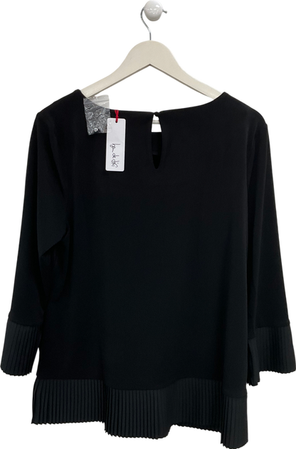 Ben De Lisi Black Pleated Hem And Cuff Long Sleeve Top UK L