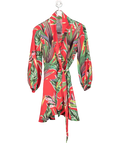Eschel Red Palm Leaf Print Wrap Dress UK S