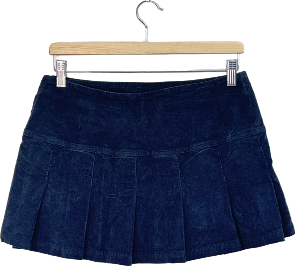 Superdry Nautical Navy Vintage Cord Pleat Mini Skirt UK 10