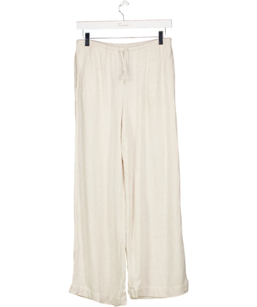PRETTY LAVISH Beige Nessa Drawstring Linen Blend Trousers UK 8