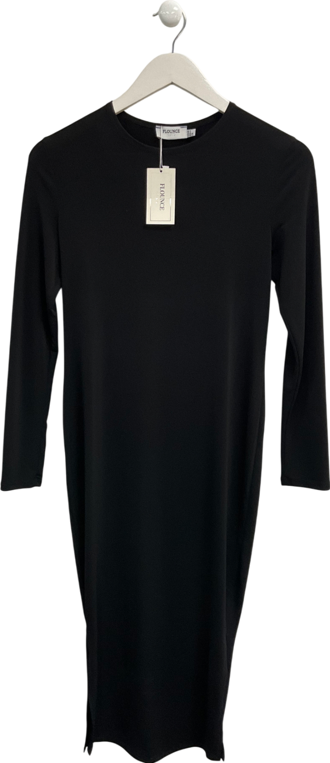 Club L Black Flounce Jersey Maternity Midi Dress UK 8