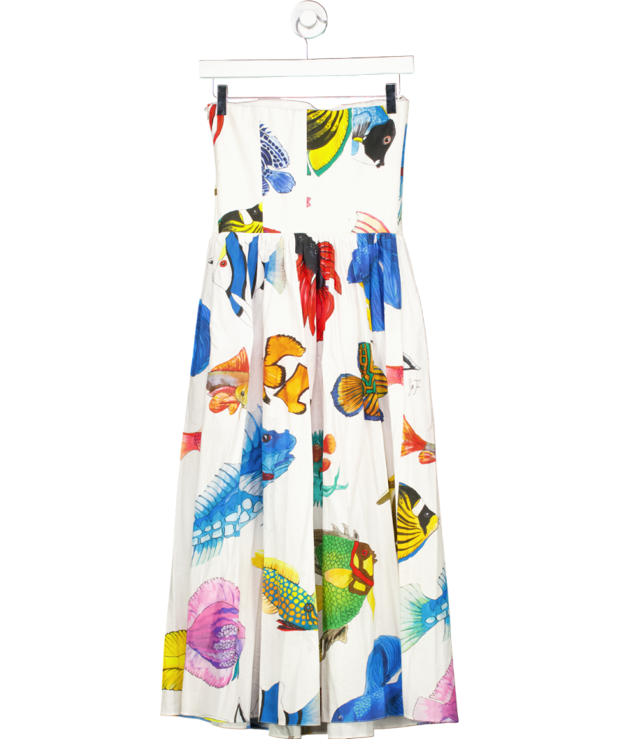 Stella Jean White Multicoloured Fish Print Dress UK 8