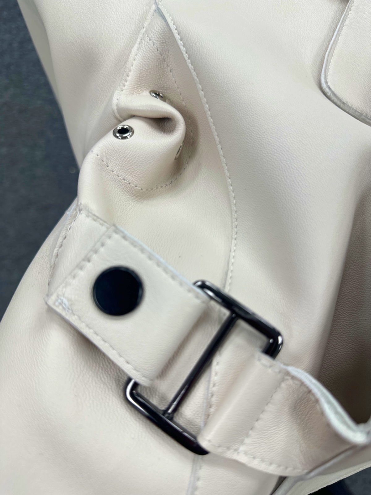 Cream Cropped Trench Coat UK S