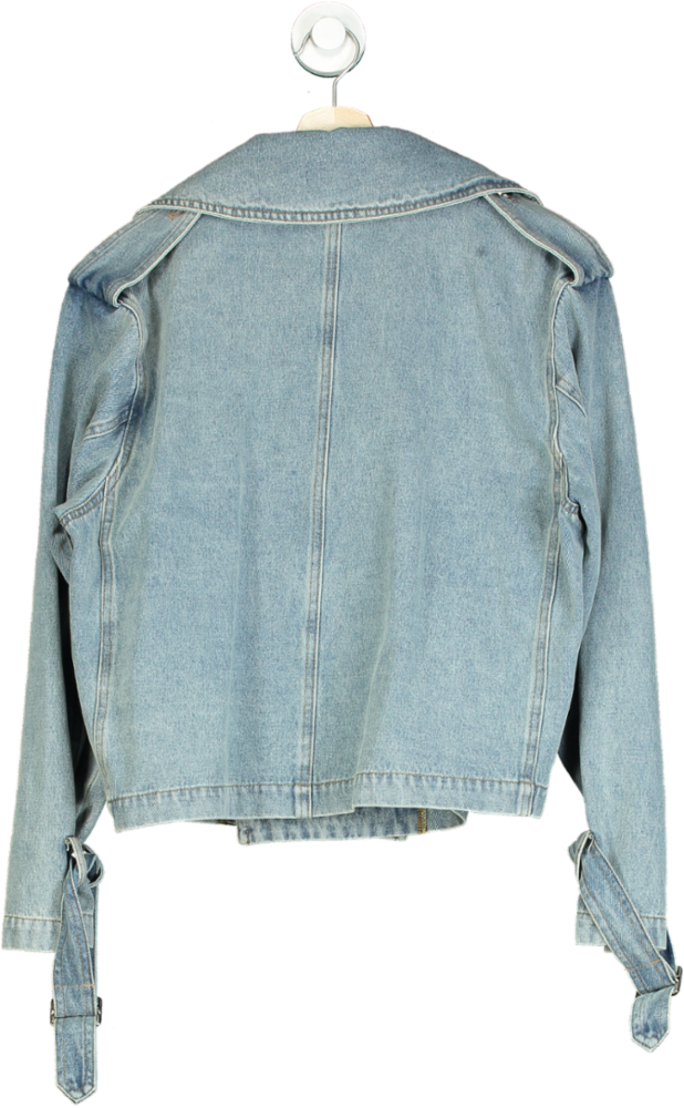 Jane & Tash Blue Denim Biker Jacket UK S