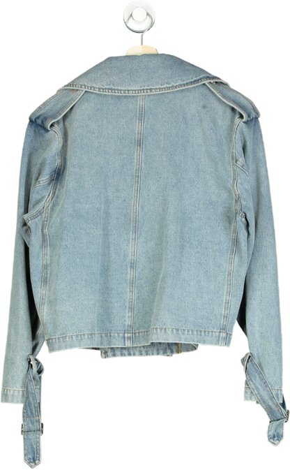 Jane & Tash Blue Denim Biker Jacket UK S