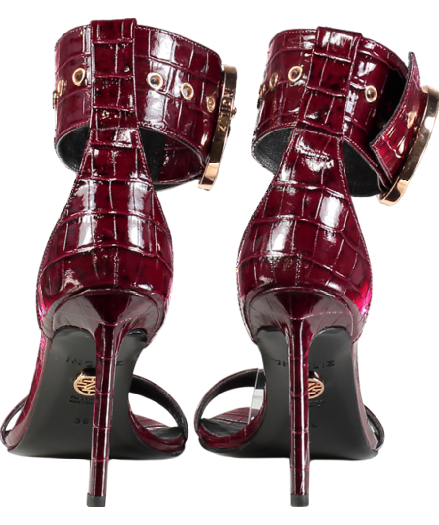 Ingiliz Red Adele 01 Patent Croco Embossed Leather Sandal UK 3 EU 36 👠
