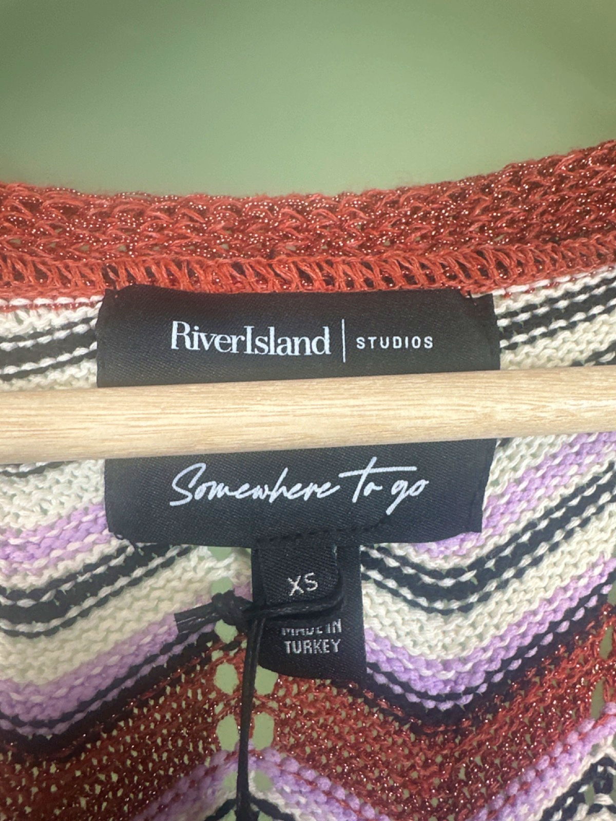 River Island Purple-White-Red Zigzag Knit Dress XS