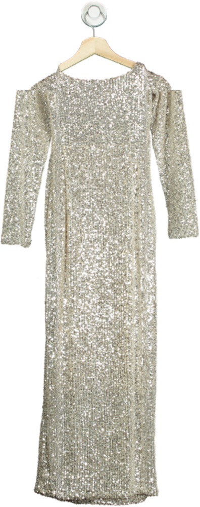 John Lewis Gold Sequin Long Sleeve Dress UK 8