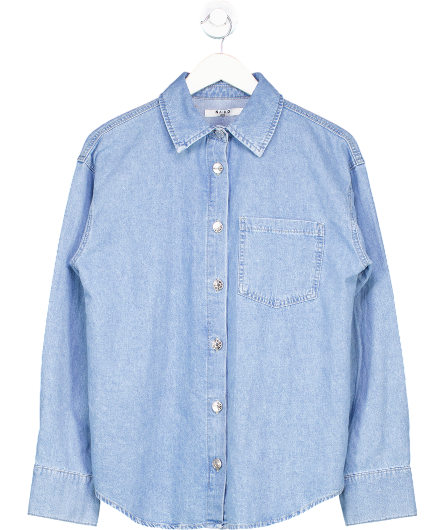 NA-KD Blue Denim Shirt UK 6