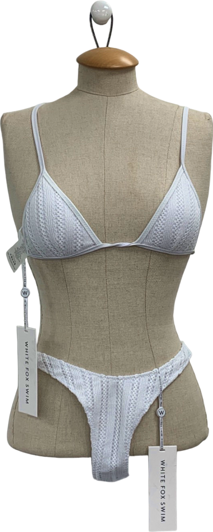 White Fox Swim White Crochet Bikini Set UK XS