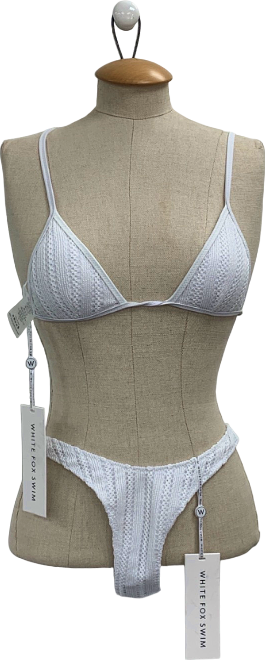 White Fox Swim White Crochet Bikini Set UK XS