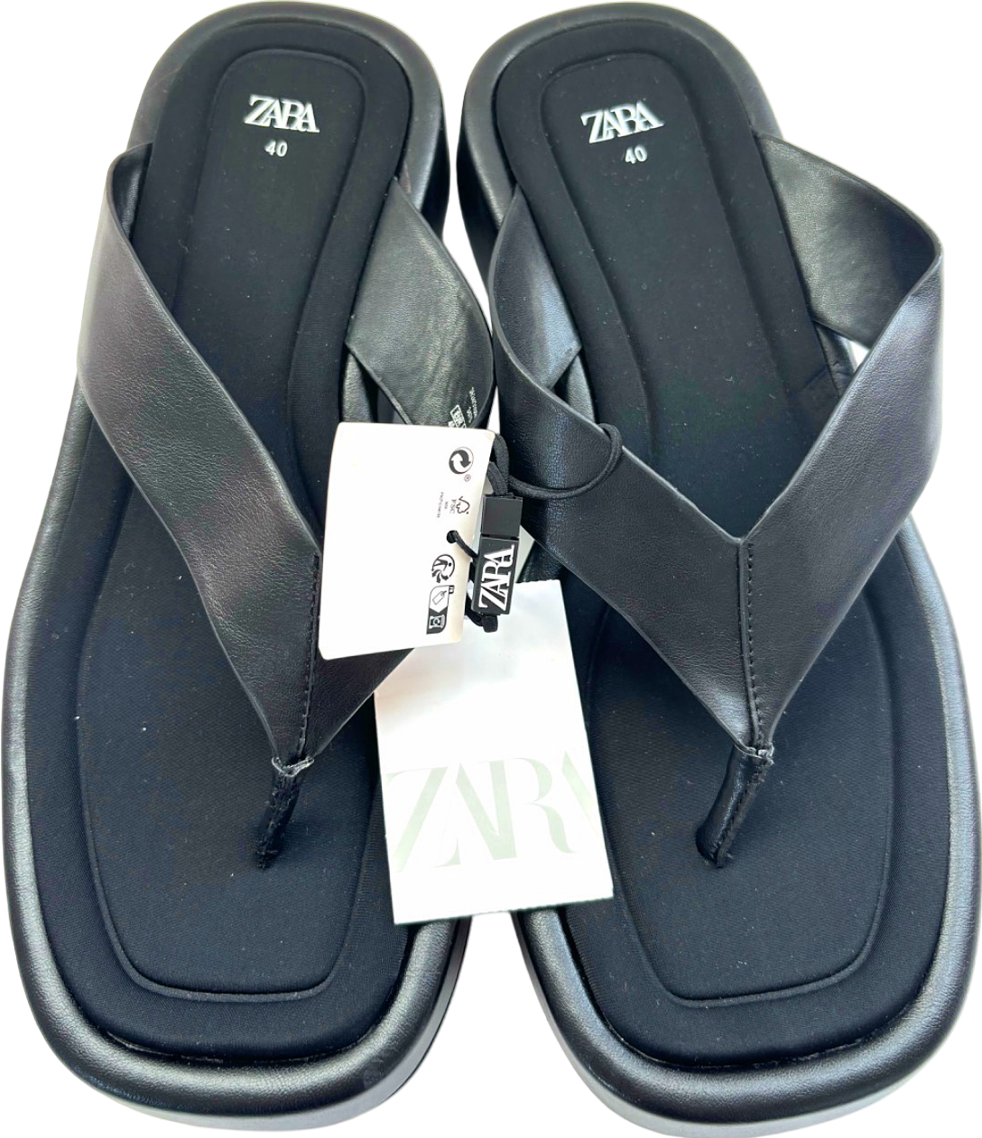 Zara Black Platform Flip Flops UK 7