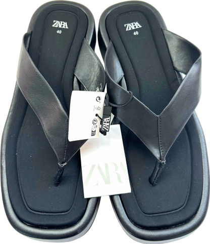 Zara Black Platform Flip Flops UK 7