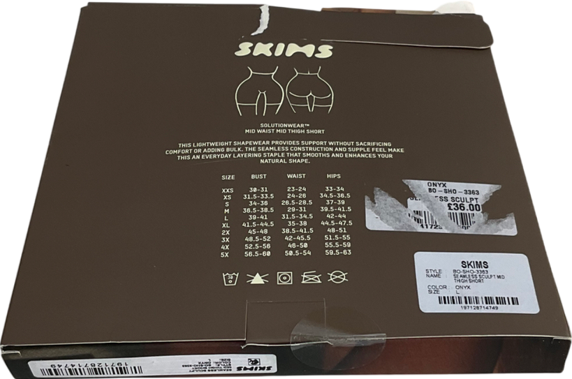 SKIMS Black Seamless Sculpt Mid Waist Mid Thigh Short - Onyx UK L