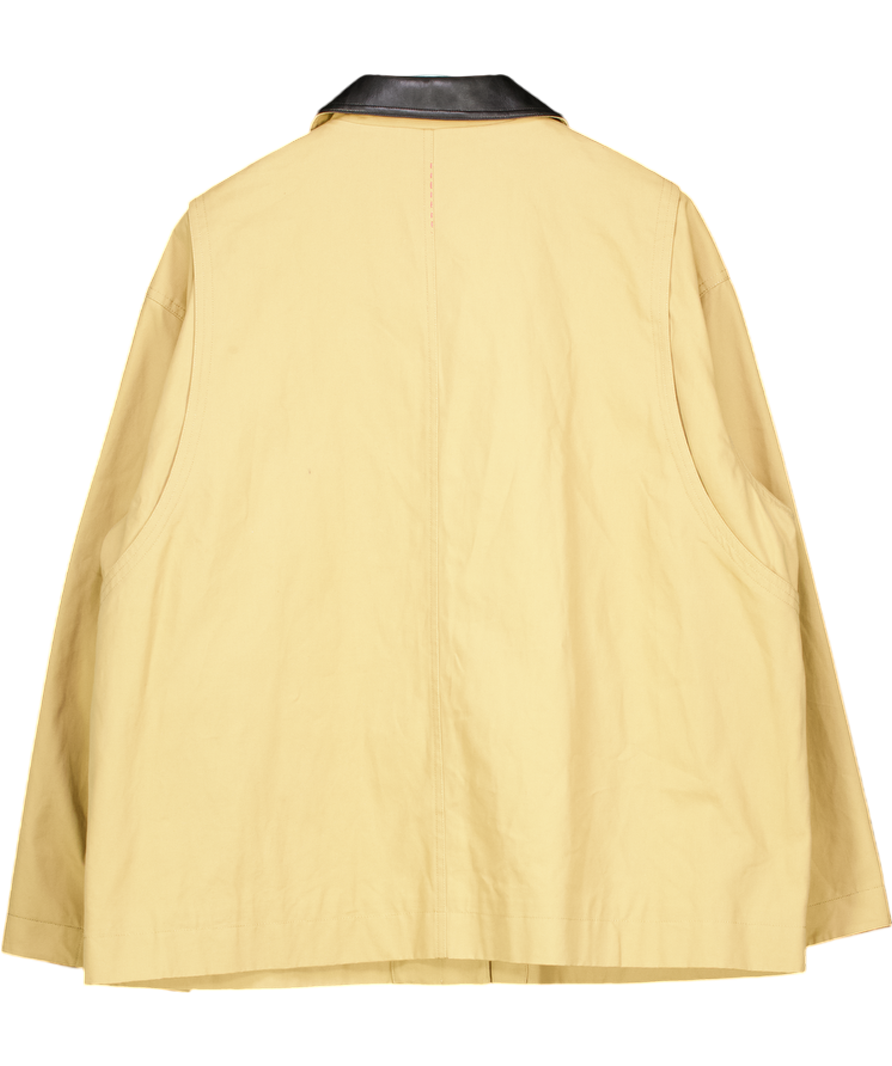 Fabrique X Sang Hee Chun Beige Claire Leather Trim Utility Jacket In Cotton Canvas UK M