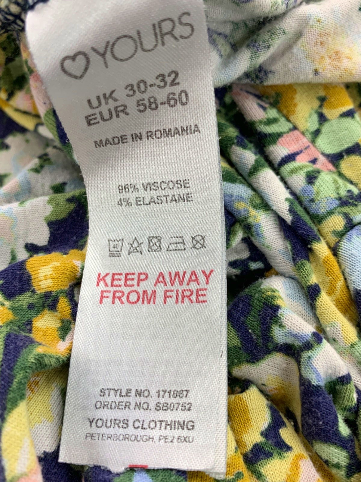 Yours Navy Floral Print Dress UK 30-32