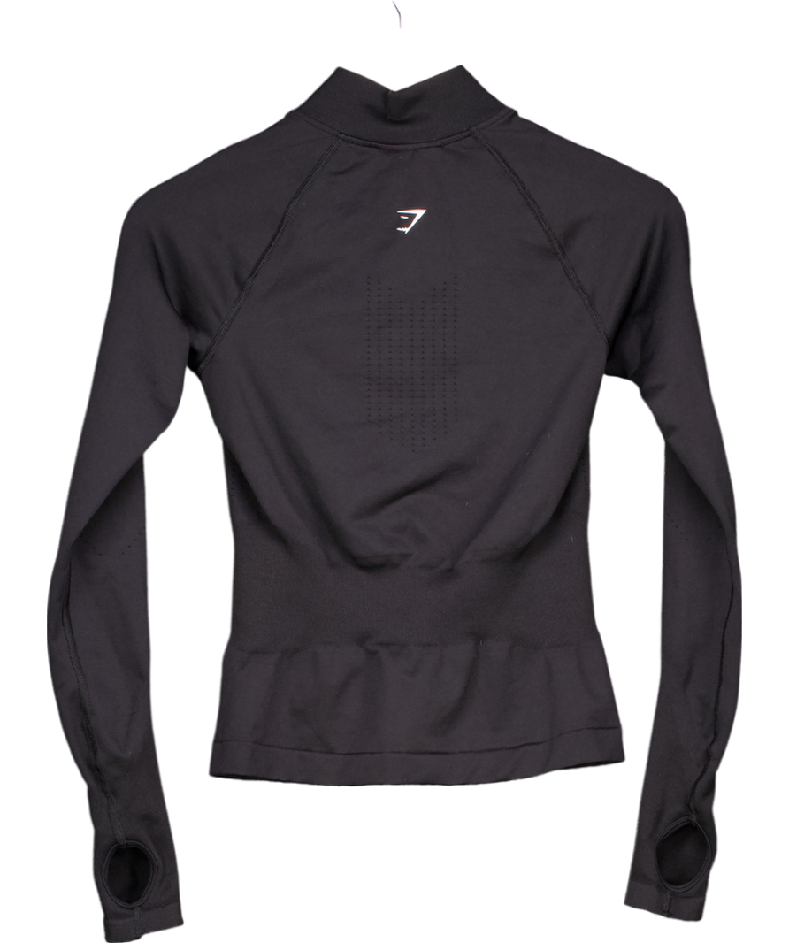 gymshark Black Zip Up Training Top UK S