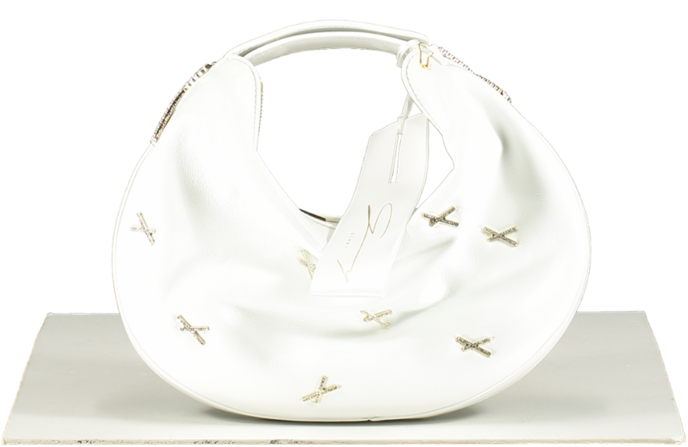 GENNY White Fortune Bag With X Applications And Rhinestones