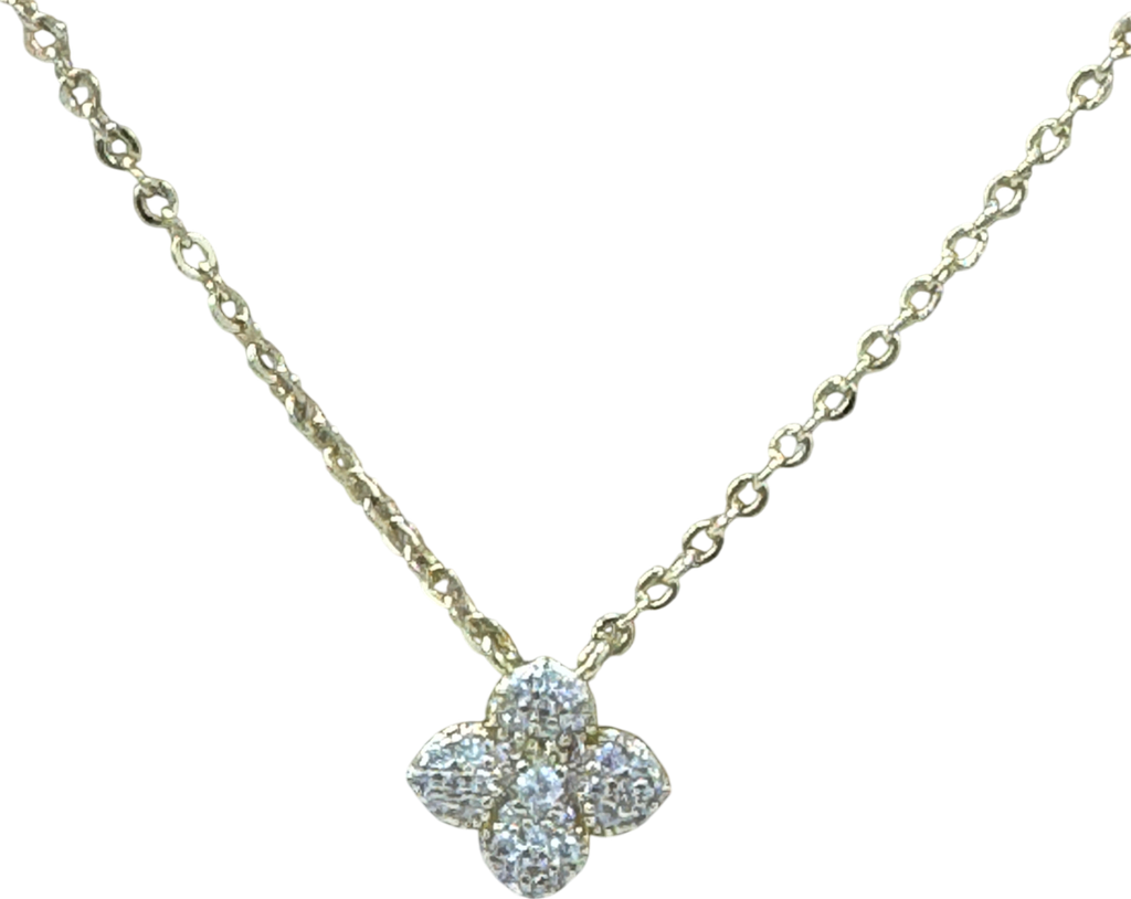 Nice Cream London Gold Plated Mini Hydrangea Clover Necklace One Size