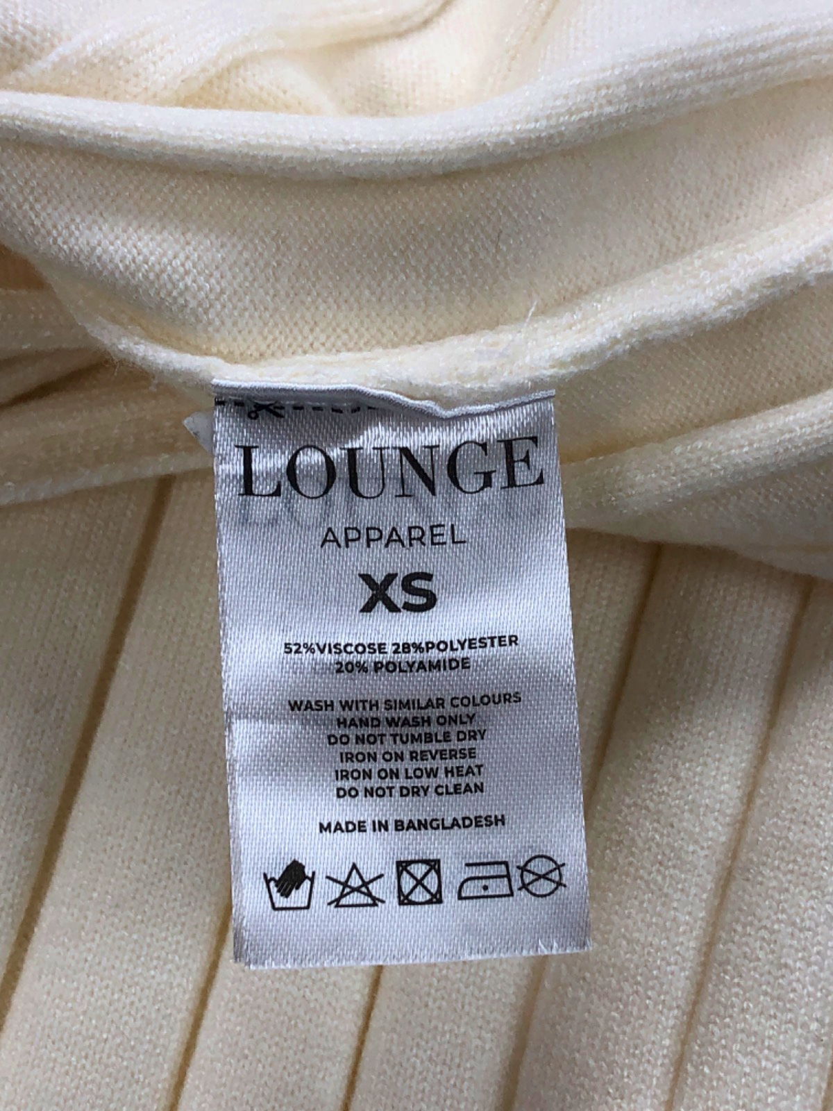 LOUNGE Cream Ribbed Knit Dress XS