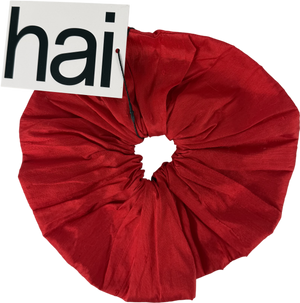 Home of Hai Red Dupion Frill Scrunchie One Size