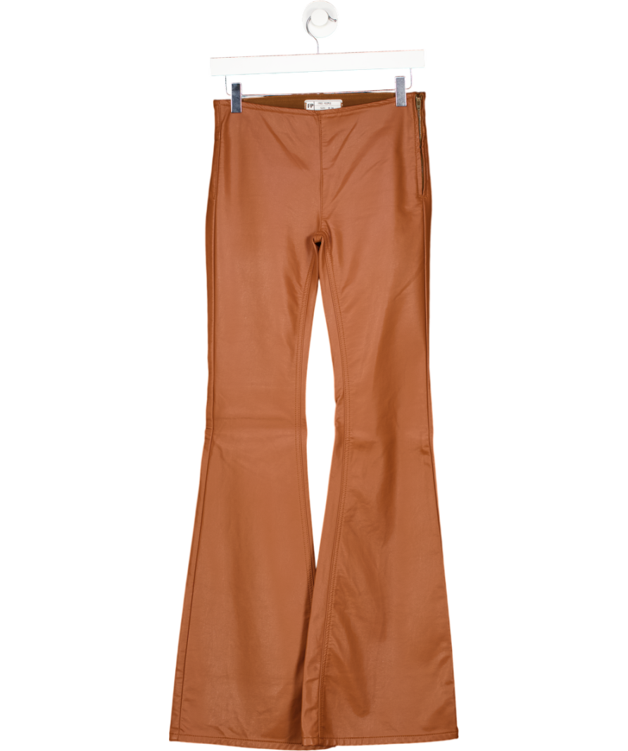Free People Tan Brown Faux Penny Pull On Flare UK XXXS