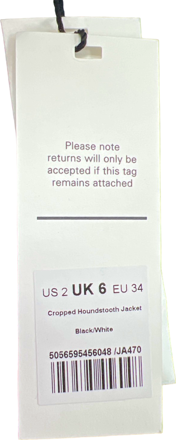 ME+EM Black/White Houndstooth Cropped Jacket UK 6