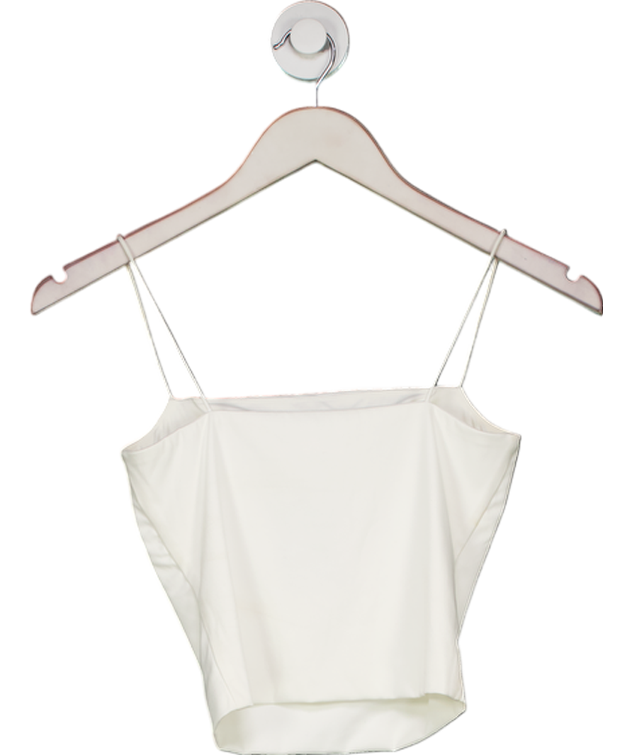 Selfwho White Square Neck Sleeveless Crop Top UK S