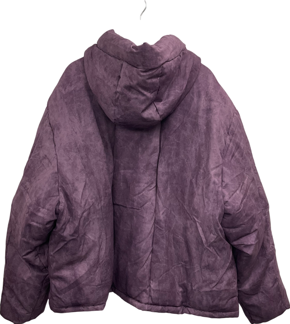 boohooMan Purple Oversized Extreme Padded Washed Hooded Puffer Coat UK XL