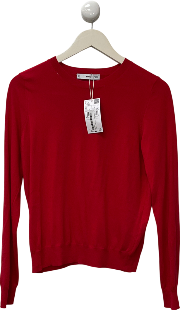 MANGO Red Fine-knit Sweater UK M