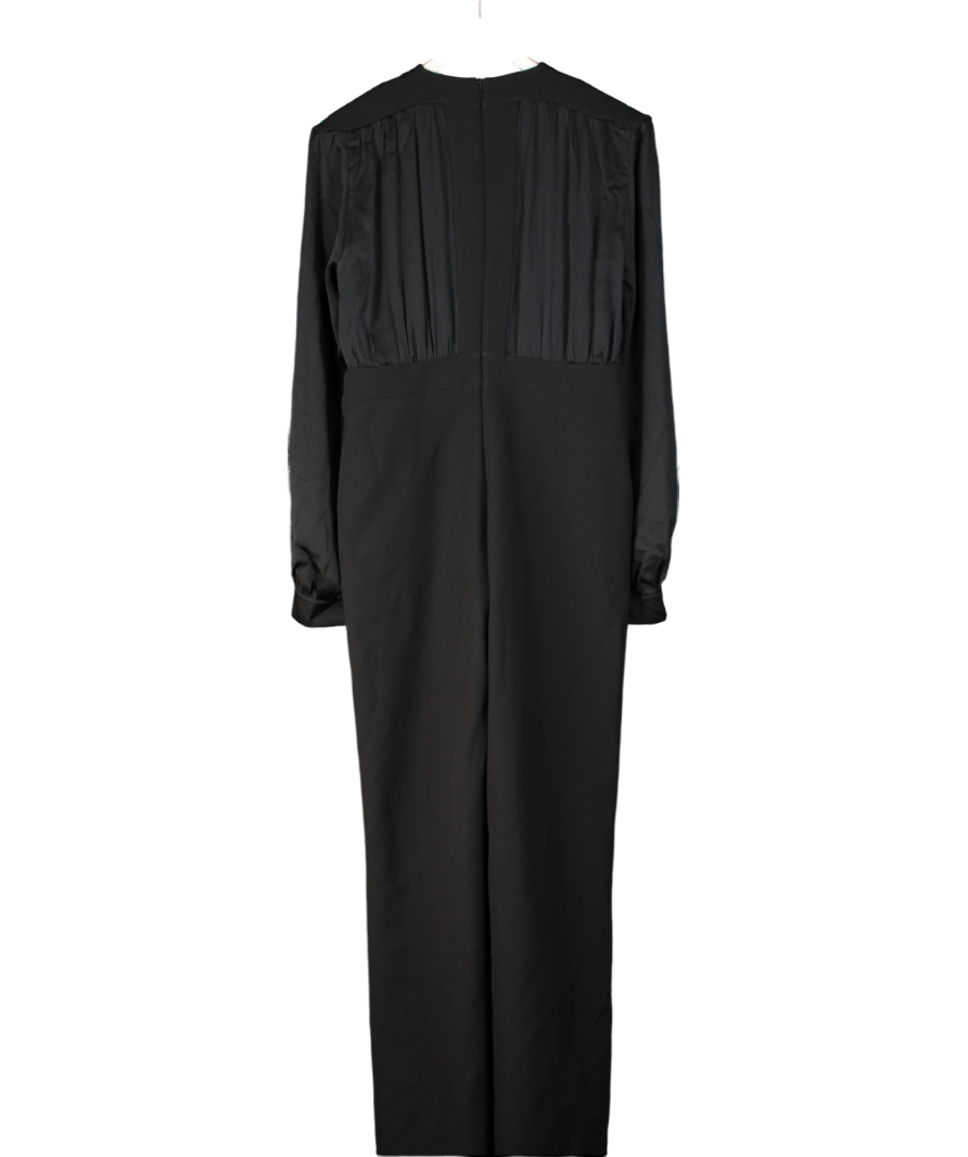Safiyaa Black Indra Silk And Crêpe Jumpsuit UK 16