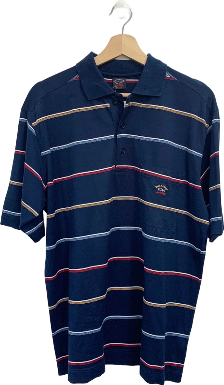 Paul & Shark Navy Striped Polo Shirt UK L