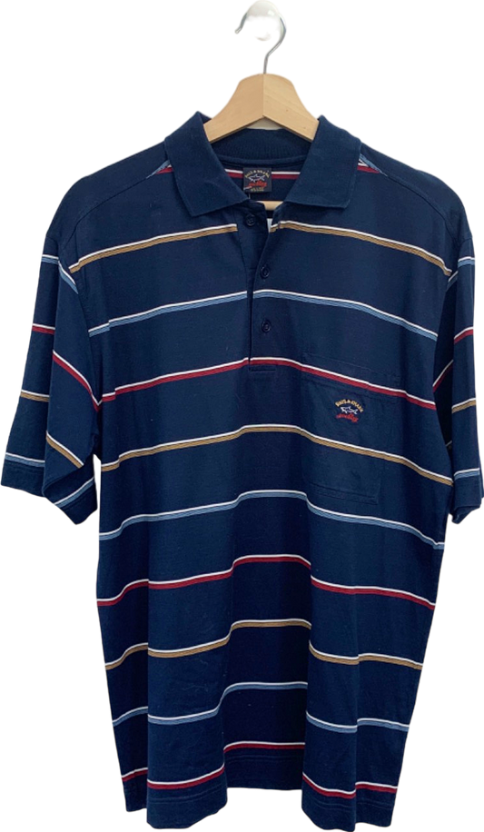 Paul & Shark Navy Striped Polo Shirt UK L