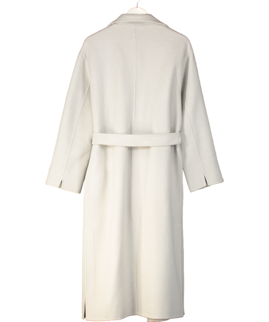 Oakwood Grey Blended Wool Coat With Tie Belt UK L