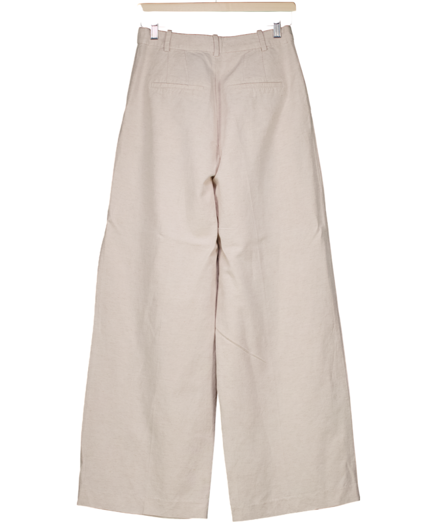 H&M Beige Linen-blend Trousers UK 8