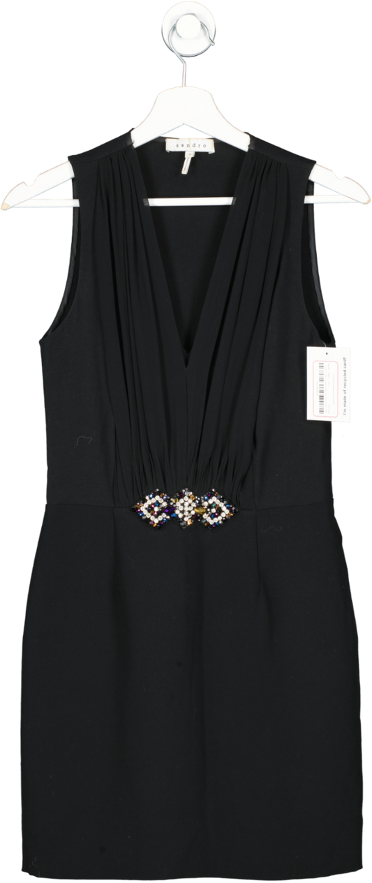 Sandro Black Romaine Embellished Midi Dress UK 8