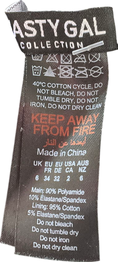 Nasty Gal Black Lace Detailed Bodysuit UK 6