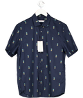 MANGO Navy Blue Shirt With Pineapple Print UK S