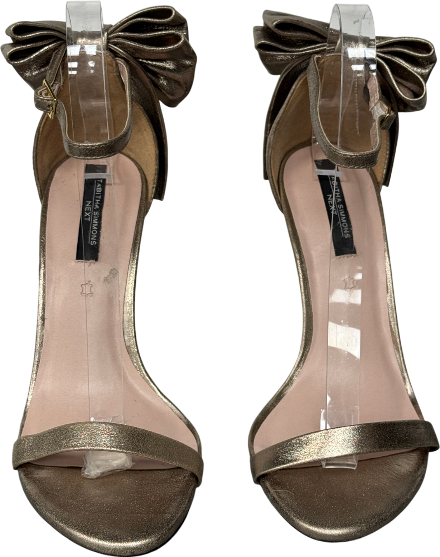 Tabitha Simmons X Next Metallic Gold Lauren Leather Bow Back Sandals UK 4 EU 37 👠