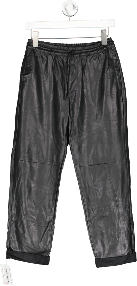 MANGO Black Faux Leather Joggers UK S
