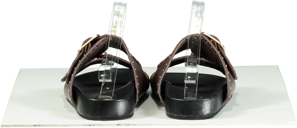 WYSE LONDON Brown Studded Double Buckle Sandals UK 4