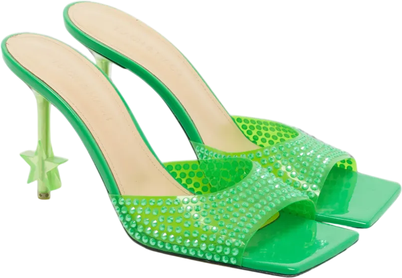 MACH & MACH Green Star Crystal-embellished Pvc Mules UK 2 EU 35