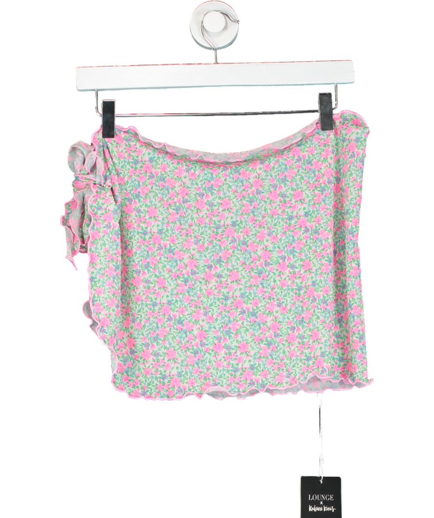 Kulani Kinis Pink Floral Mesh Mini Sarong UK S