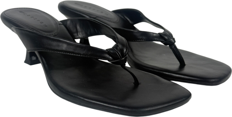 ASOS Black Havana Toe Thong Kitten Heel Sandals UK 7 EU 40