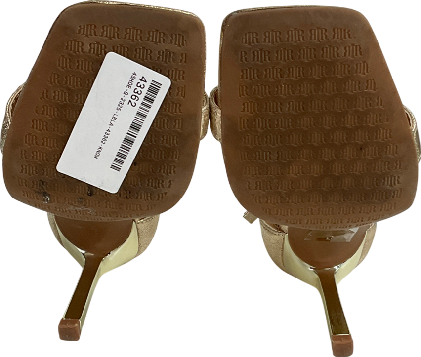 River Island Metallic Gold Wide Fit Clasp Heeled Sandals UK 3 EU 36 👠