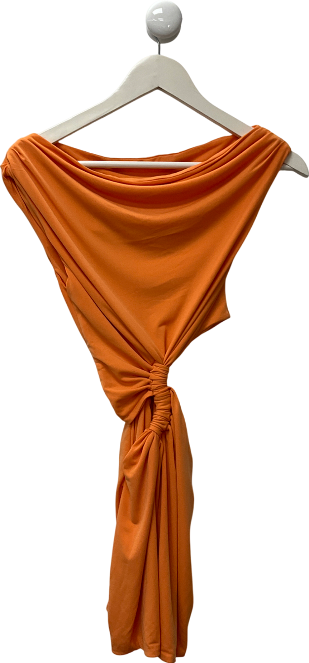 Mars the Label Orange Venus Asymmetric Knot Detail Mini Dress UK 6