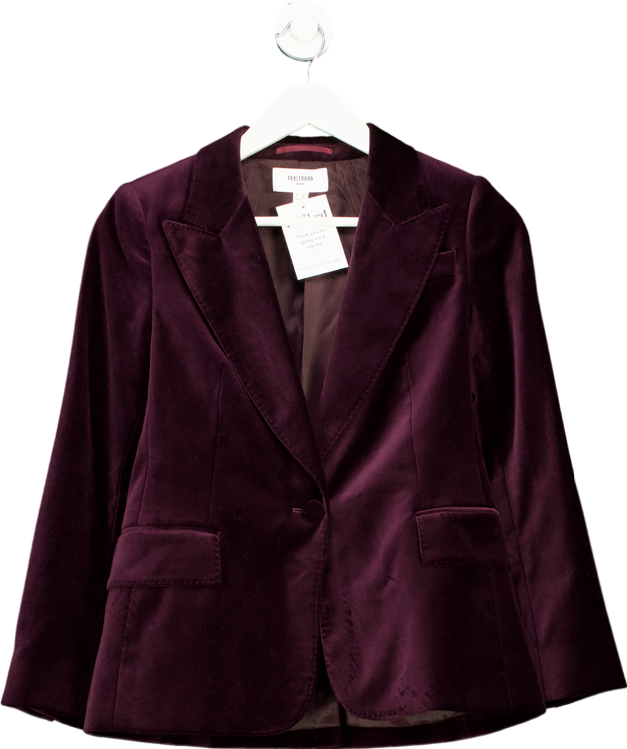 REISS Purple Yasmin 100% Cotton Velvet Blazer Petite UK 6