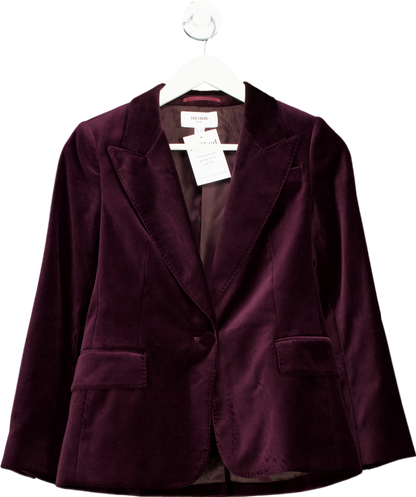 REISS Purple Yasmin 100% Cotton Velvet Blazer Petite UK 6