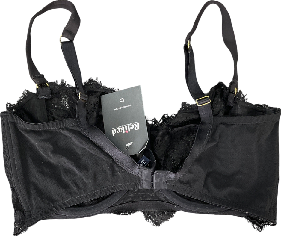 Figleaves Black Pulse Lace Underwired Balcony Bra UK 36FF